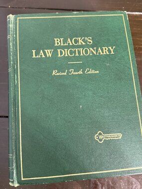 Black's Law Dictionary  Revised Fourth Edition  Hardcover Green Gold 1968 GUC